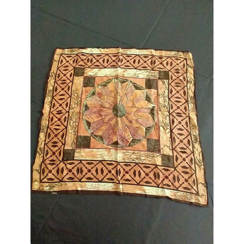 Vintage Anne Klein earth tones Square silk scarf